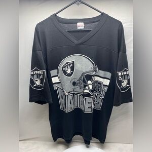 Vintage Oakland Raiders Half Sleeve Jersey Shirt 90s Silver Black White Football